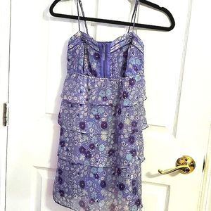 American Eagle Lavander Floral Layered Ruffled Romantic Prairie Mini Dress 00